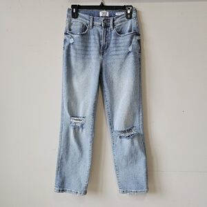 Kensie Jeans The Straight Distressed High Waisted Lightwash Sz. 6